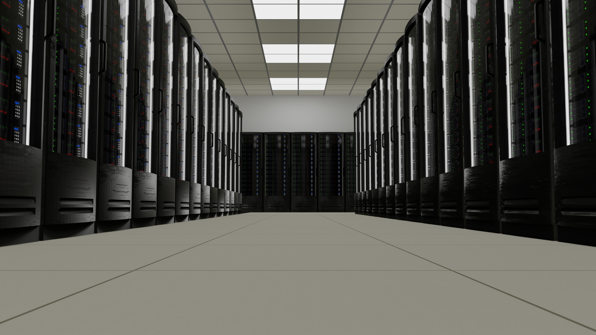 Salle de serveurs dans un centre de données pour l'hébergement web.